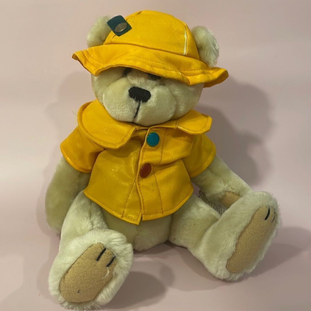 Original Brass Button Bear Harper Stuffed Teddy In Yellow Rain Coat With Tag